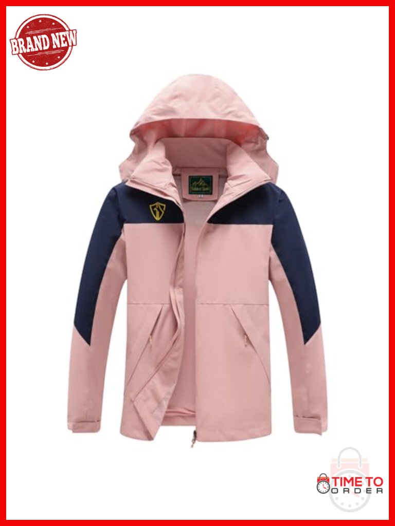 Women's Waterproof Lightweight Rain Jacket Packable Raincoat Windbreaker With